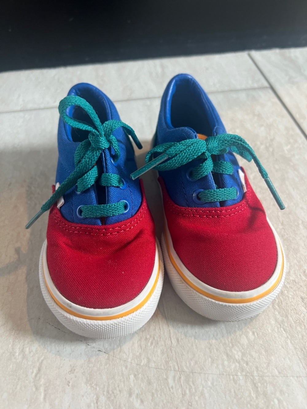 Vans Kids Colorblock Canvas Sneakers in Red, Blue & Green
